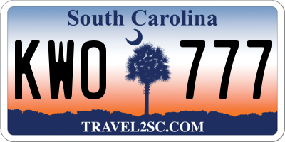 SC license plate KWO777