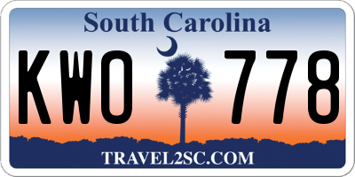SC license plate KWO778