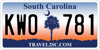 SC license plate KWO781