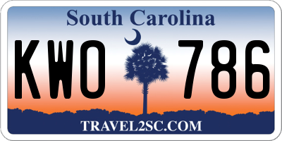 SC license plate KWO786