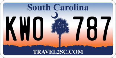 SC license plate KWO787