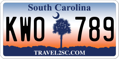 SC license plate KWO789