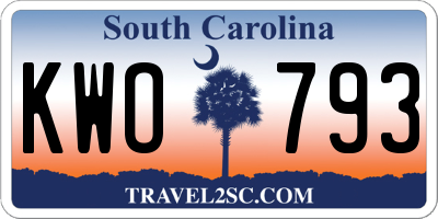 SC license plate KWO793