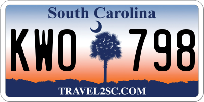 SC license plate KWO798