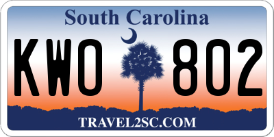 SC license plate KWO802