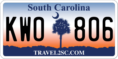 SC license plate KWO806
