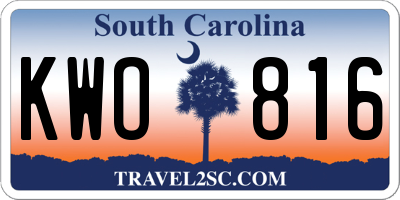 SC license plate KWO816