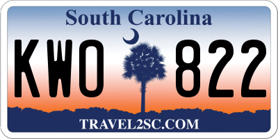 SC license plate KWO822