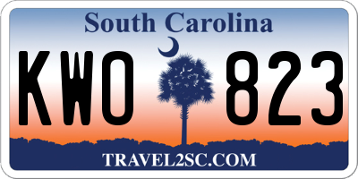 SC license plate KWO823