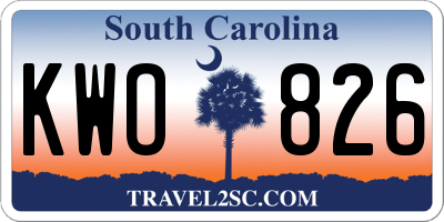 SC license plate KWO826