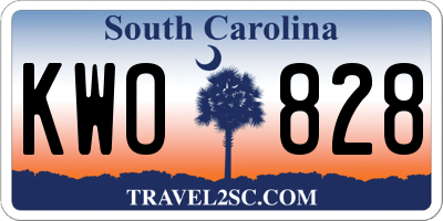 SC license plate KWO828