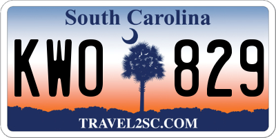 SC license plate KWO829