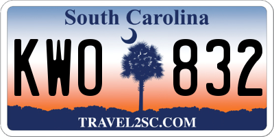 SC license plate KWO832