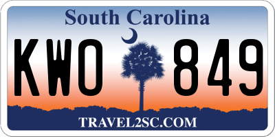 SC license plate KWO849