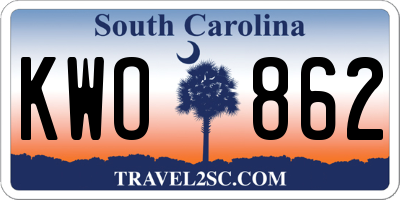 SC license plate KWO862