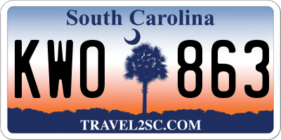 SC license plate KWO863