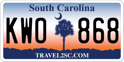 SC license plate KWO868