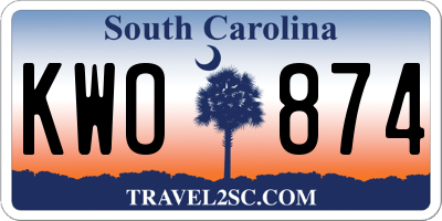 SC license plate KWO874