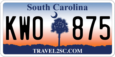 SC license plate KWO875