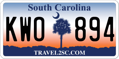 SC license plate KWO894