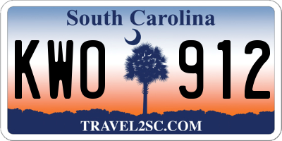 SC license plate KWO912