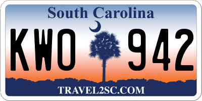 SC license plate KWO942