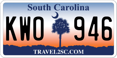 SC license plate KWO946