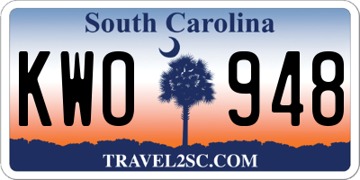 SC license plate KWO948