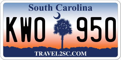SC license plate KWO950