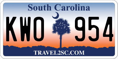 SC license plate KWO954