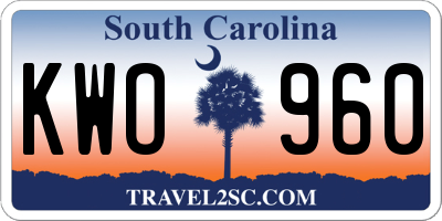 SC license plate KWO960