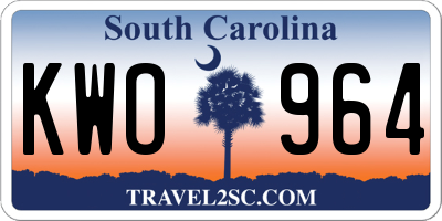 SC license plate KWO964