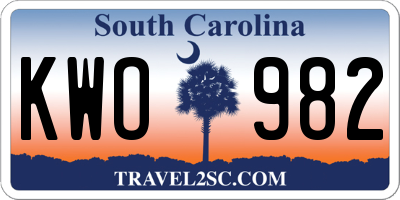 SC license plate KWO982