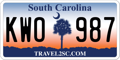 SC license plate KWO987