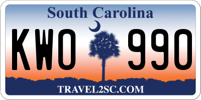 SC license plate KWO990