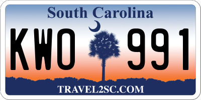 SC license plate KWO991