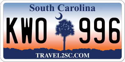 SC license plate KWO996