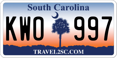 SC license plate KWO997