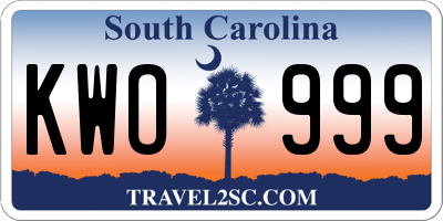 SC license plate KWO999