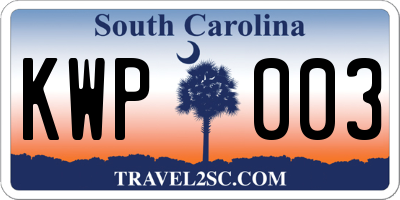 SC license plate KWP003