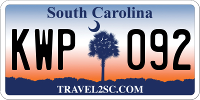 SC license plate KWP092