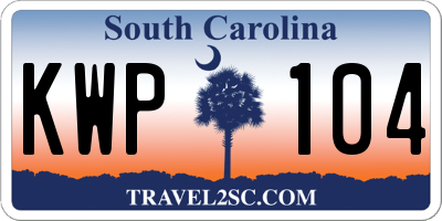 SC license plate KWP104