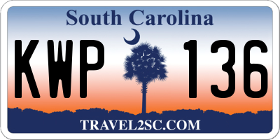 SC license plate KWP136