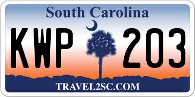 SC license plate KWP203