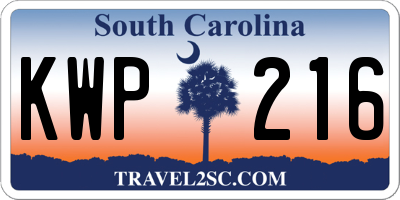SC license plate KWP216