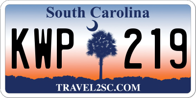 SC license plate KWP219