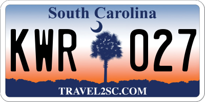 SC license plate KWR027