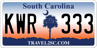 SC license plate KWR333