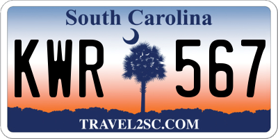 SC license plate KWR567