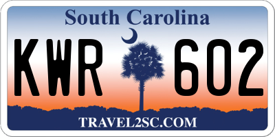 SC license plate KWR602